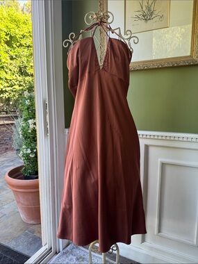 Calvin Klein Burnt Terracotta Halter Midi Dress